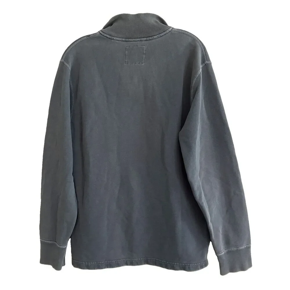 J Crew Henley Broken In Fleece Sweatshirt Mens Sz M Grunge Gray Cotton Popover
